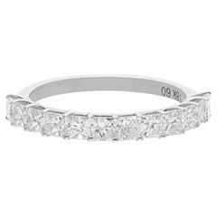 Nature Bague demi-bandeau en or blanc 14 carats diamant taille Princesse Bijoux faits main