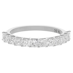 Natural Princess Cut Diamond Half Band Ring 18 Karat White Gold Handmade Jewelry