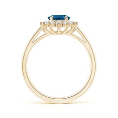 Natural Princess Diana Inspired 1.5ct London Blue Topaz Ring 14K Solid Gold