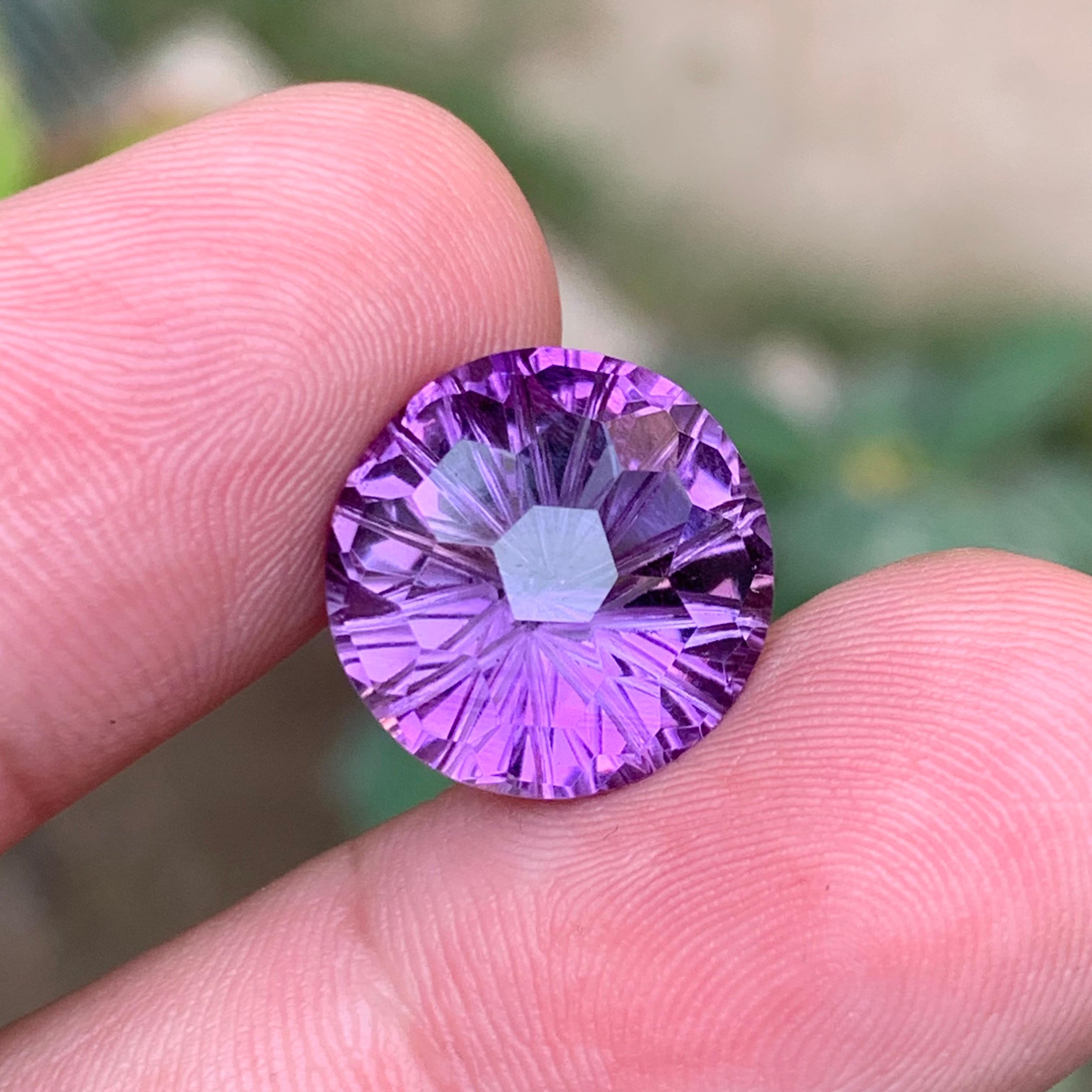 Natürlicher lila Amethyst 10.85 Ct Honeycomb Konkavschliff Lose Edelsteine - Schmuck (Rundschliff) im Angebot