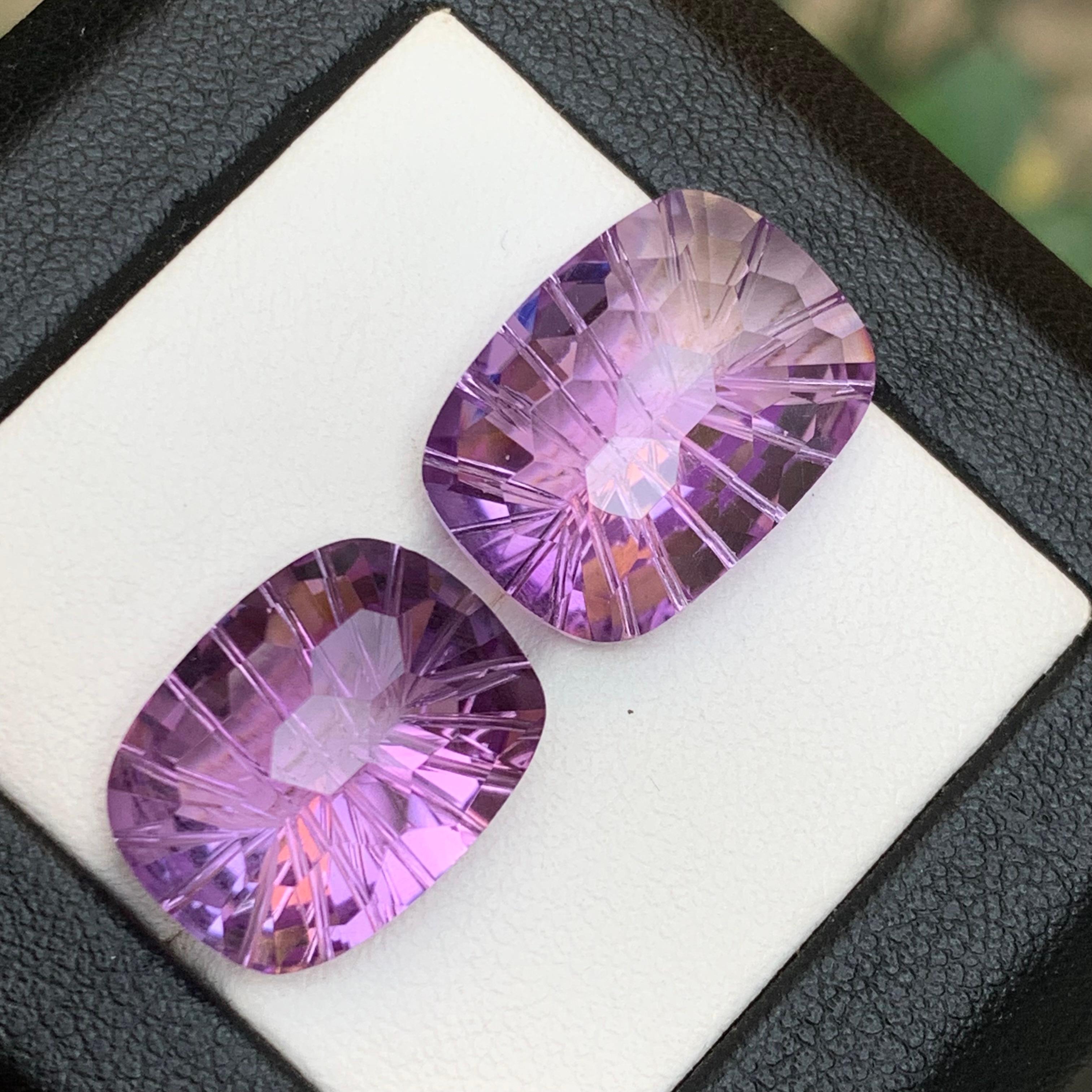 Natürlicher lila Amethyst 21.29 Ct Honeycomb Konkavschliff Lose Edelsteine - Schmuck (Kissenschliff) im Angebot