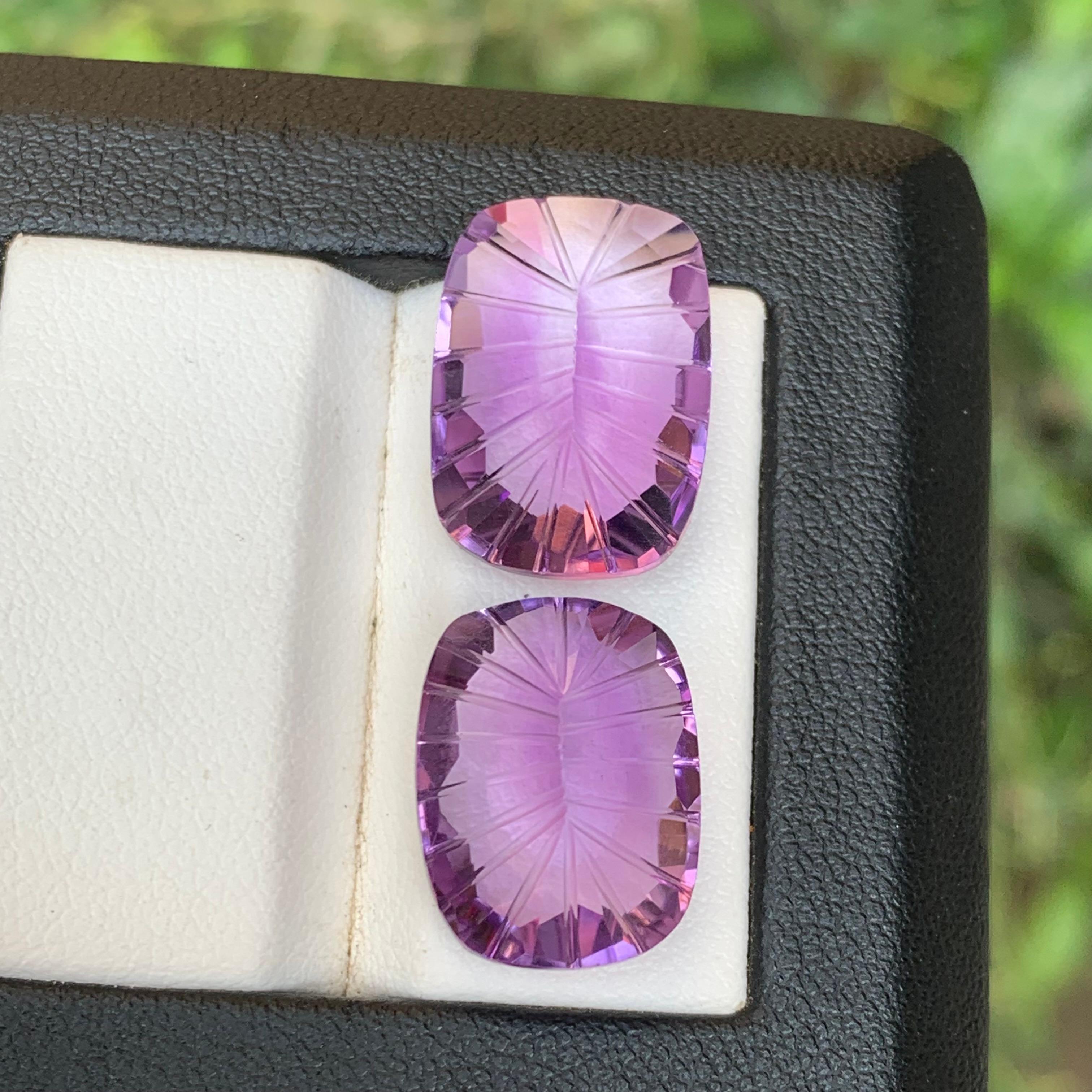 Natürlicher lila Amethyst 21.29 Ct Honeycomb Konkavschliff Lose Edelsteine - Schmuck im Angebot 1