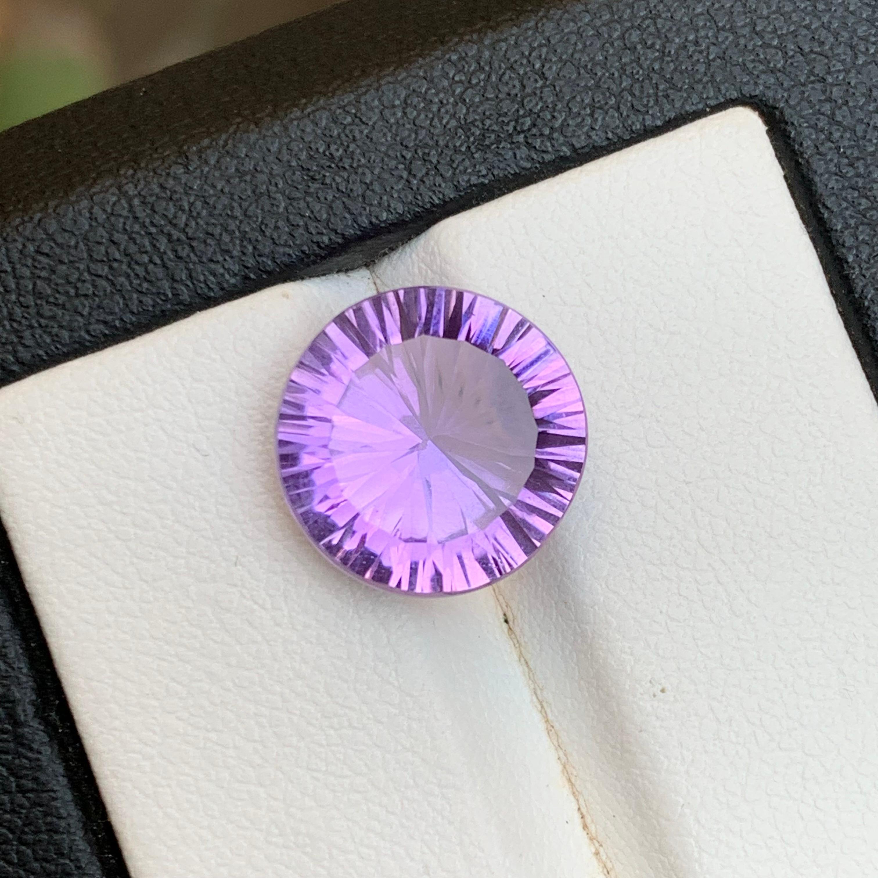 Ametista viola naturale da 6,26 carati taglio rotondo concavo - Gemma sfusa - per gioielli in vendita 4
