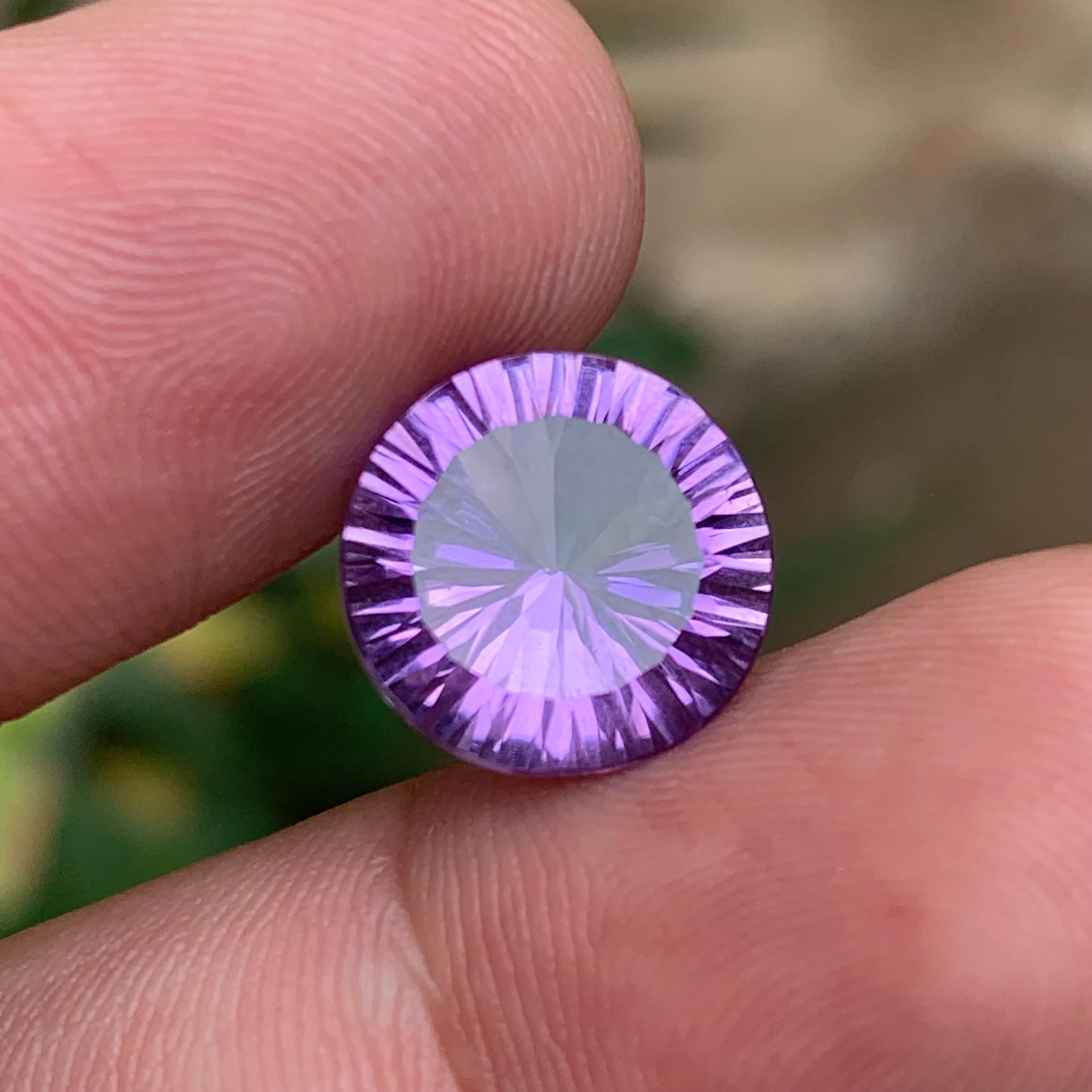 Ametista viola naturale da 6,26 carati taglio rotondo concavo - Gemma sfusa - per gioielli in vendita 5