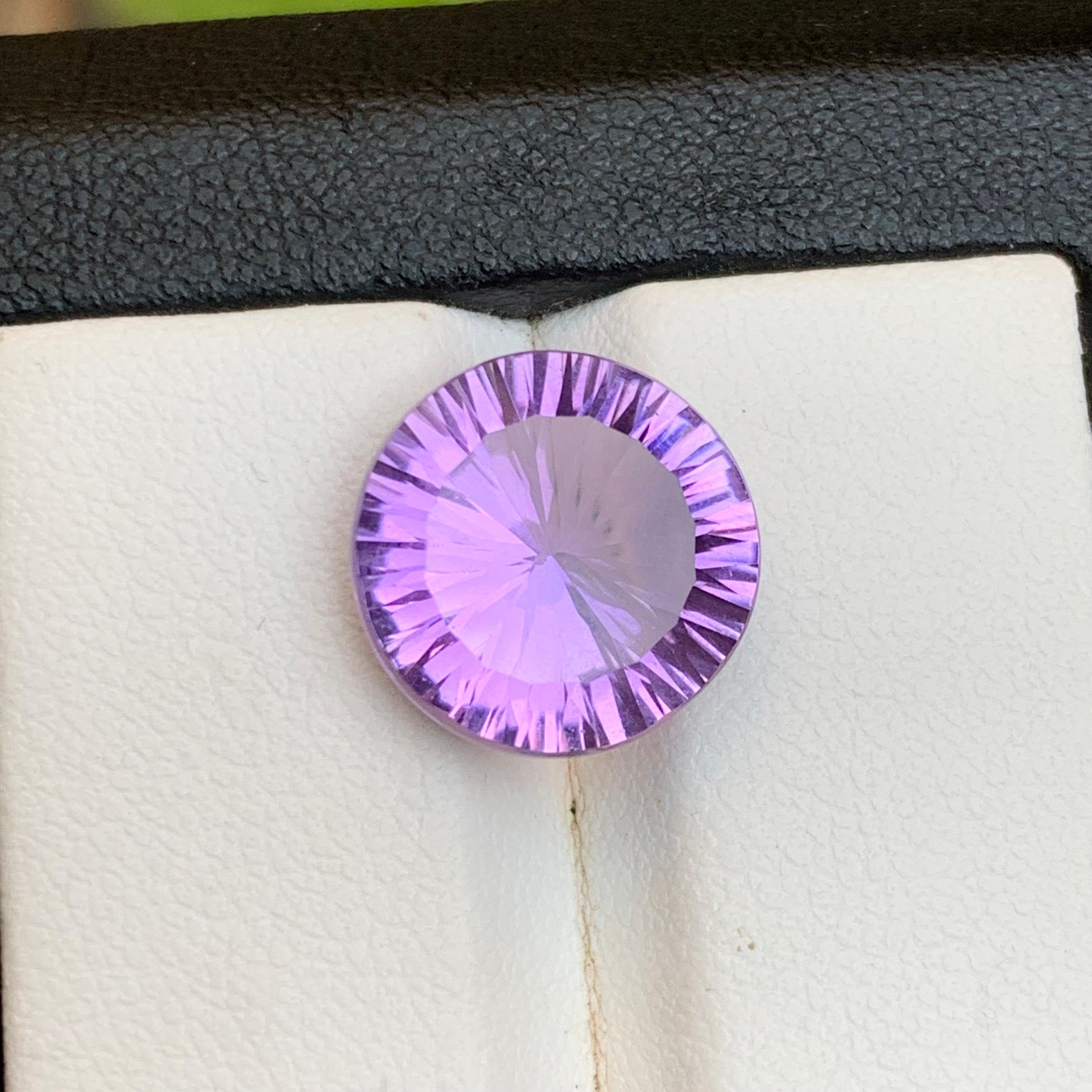Contemporaneo Ametista viola naturale da 6,26 carati taglio rotondo concavo - Gemma sfusa - per gioielli in vendita
