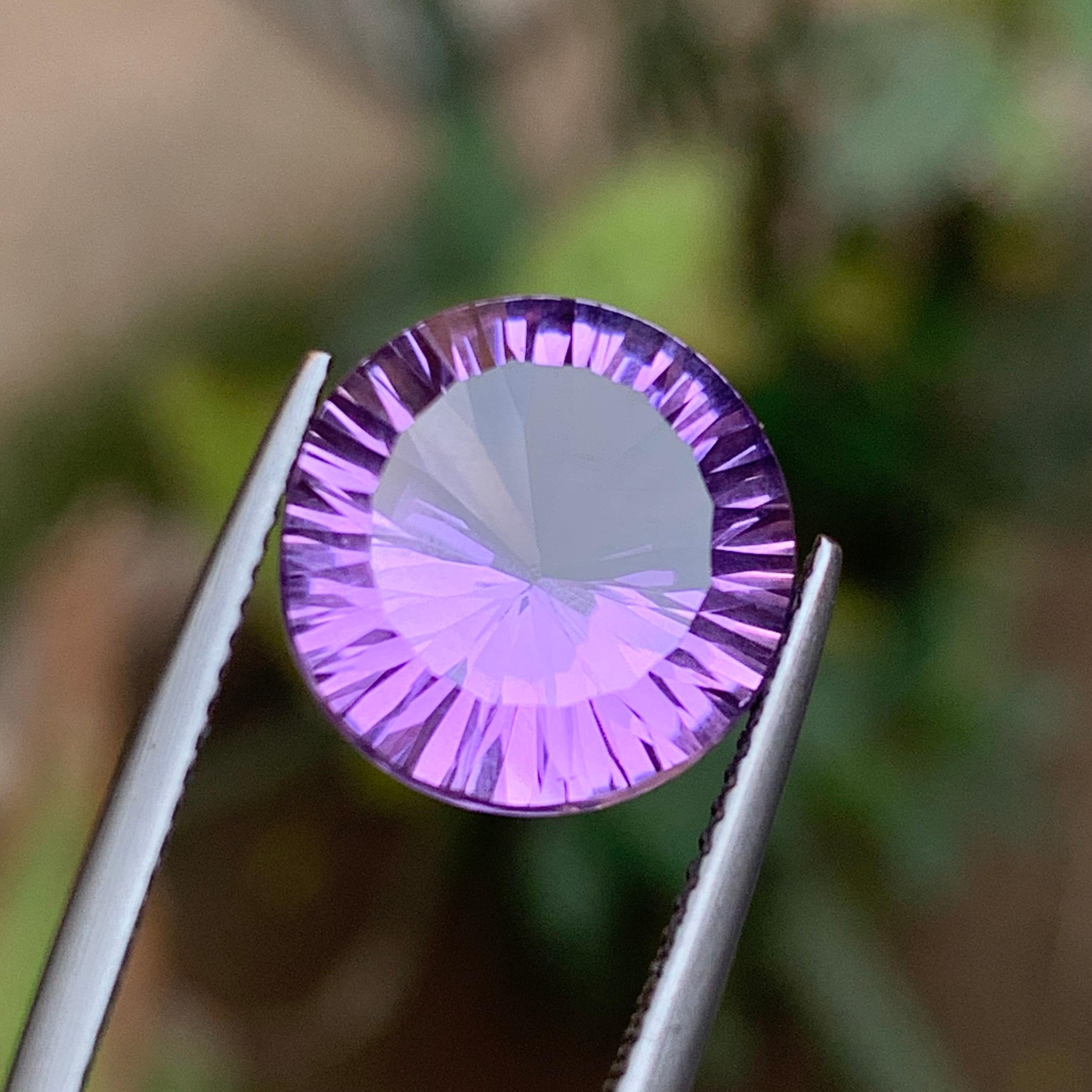Taglio rotondo Ametista viola naturale da 6,26 carati taglio rotondo concavo - Gemma sfusa - per gioielli in vendita