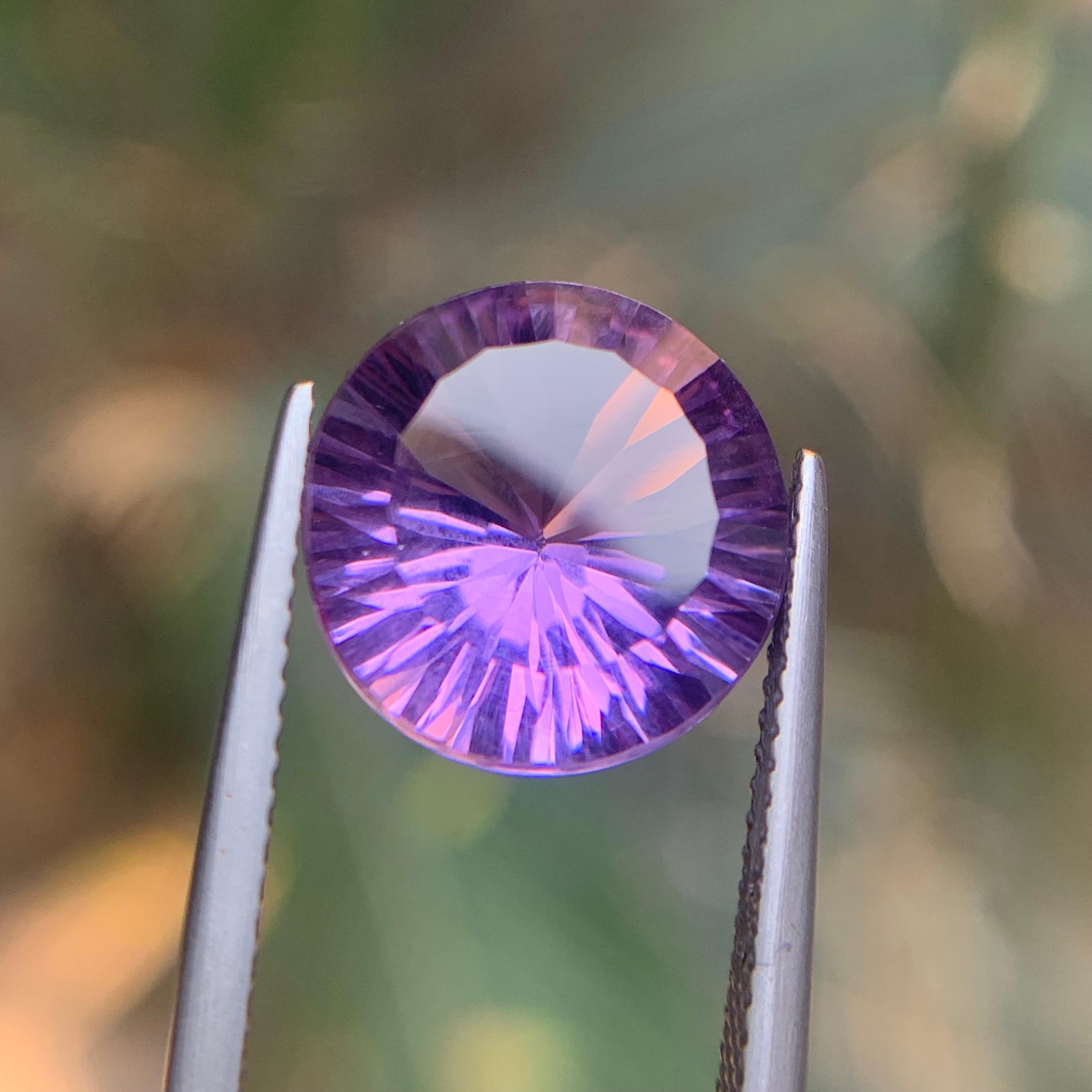 Ametista viola naturale da 6,26 carati taglio rotondo concavo - Gemma sfusa - per gioielli in vendita 2