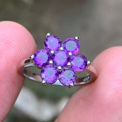 Natural Purple Amethyst Floral Ring in 925 Sterling Silver — Handmade Jewelry