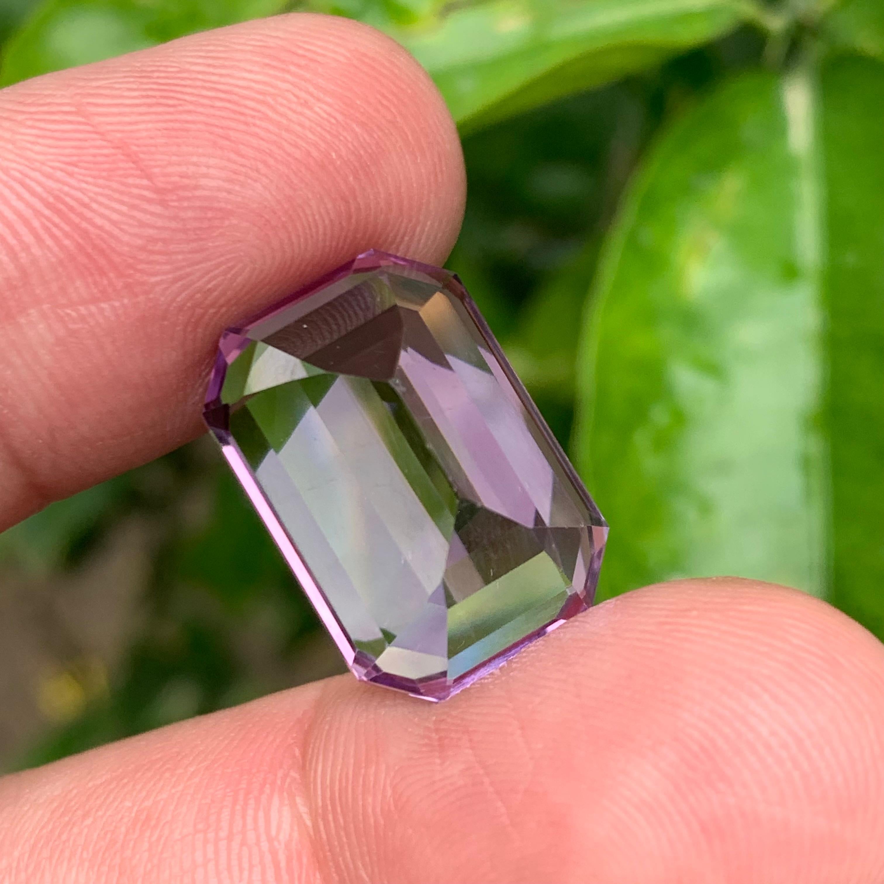 Natural Purple Amethyst Gemstone, 22.05 Ct Emerald Cut-Necklace Pendant-Jewelry In New Condition For Sale In Peshawar, PK