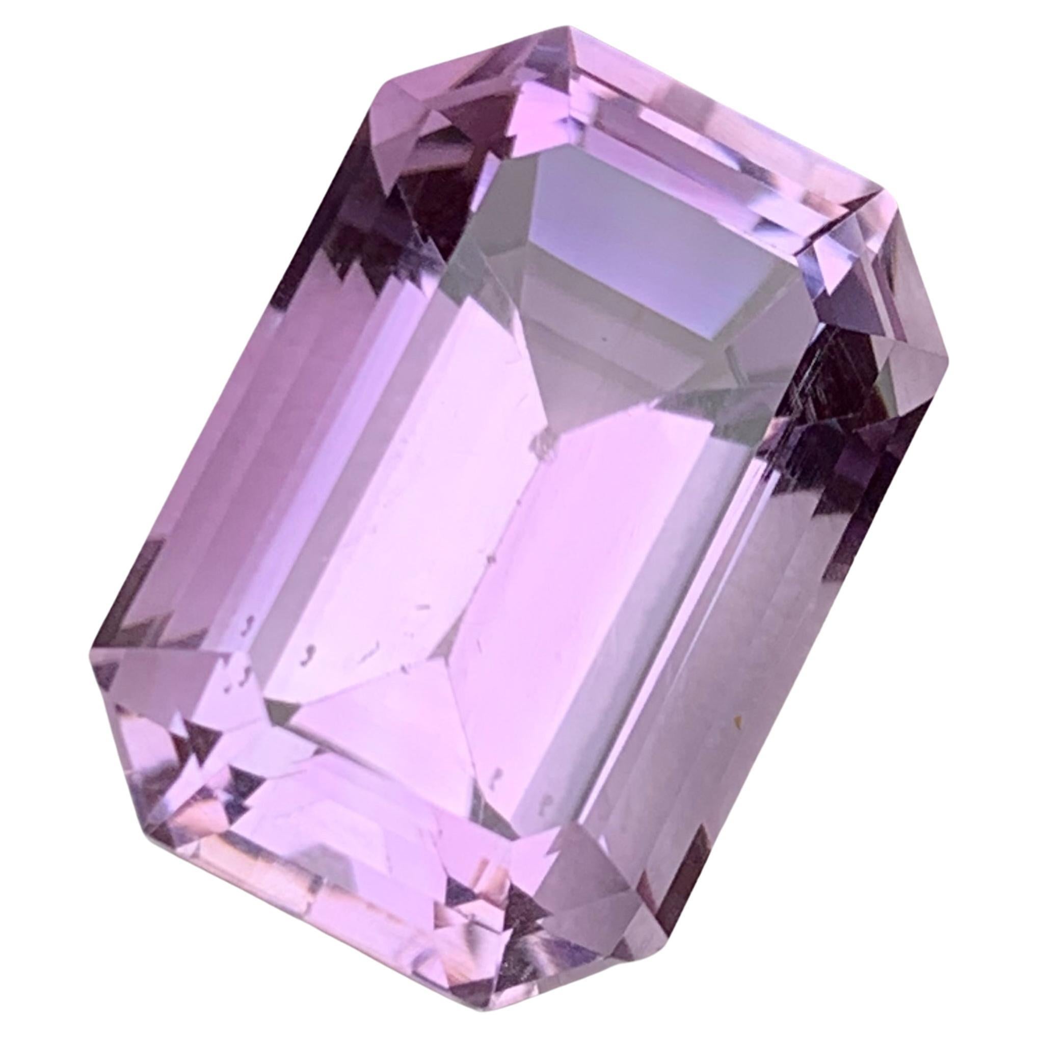 Natural Purple Amethyst Gemstone, 22.05 Ct Emerald Cut-Necklace Pendant-Jewelry For Sale