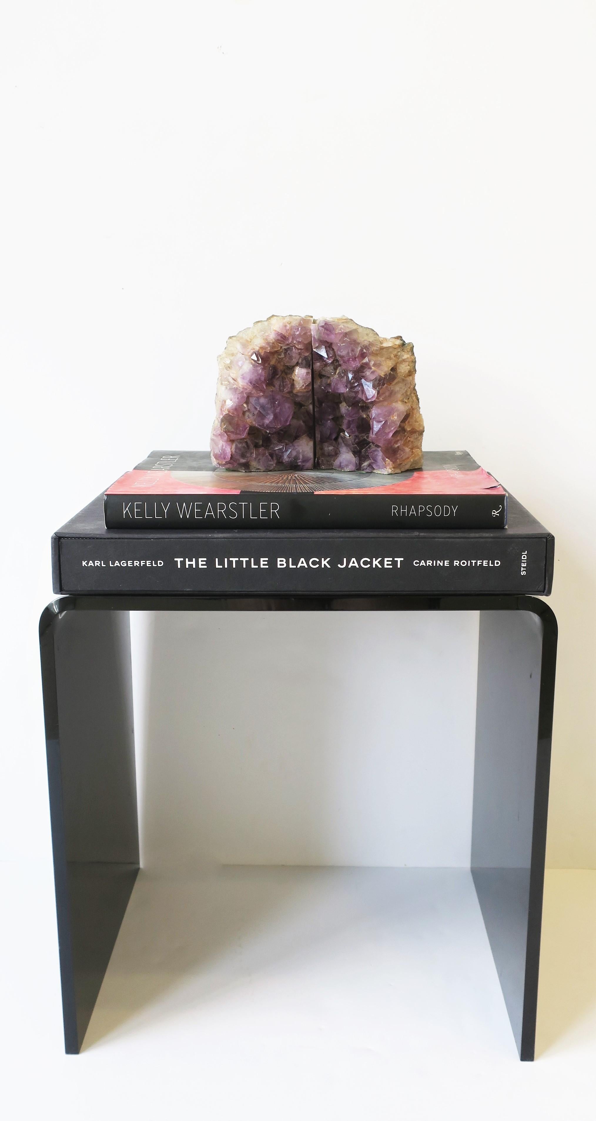 Organic Modern Purple Amethyst Sculpture Bookends, Pair For Sale