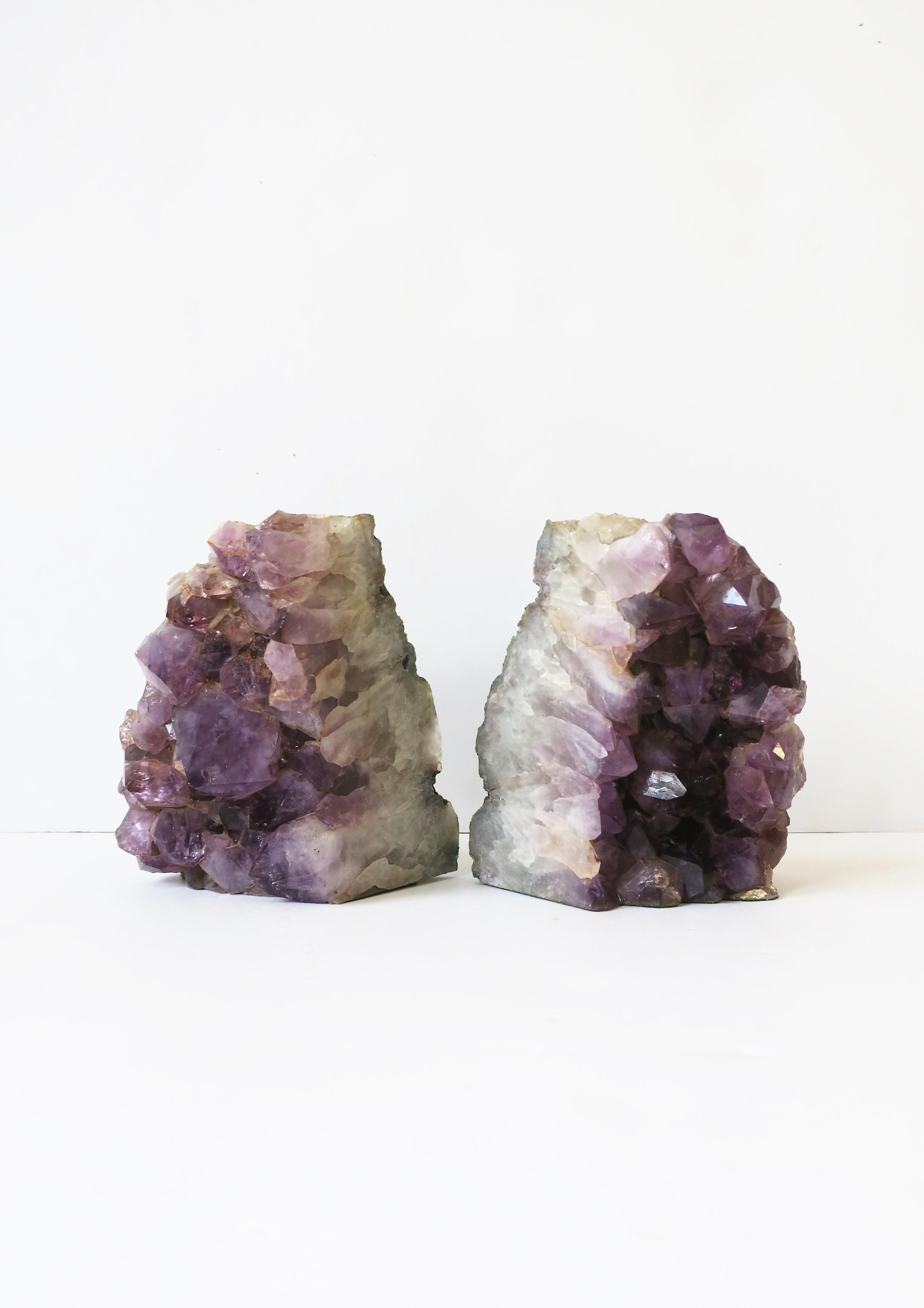 20th Century Purple Amethyst Sculpture Bookends, Pair For Sale