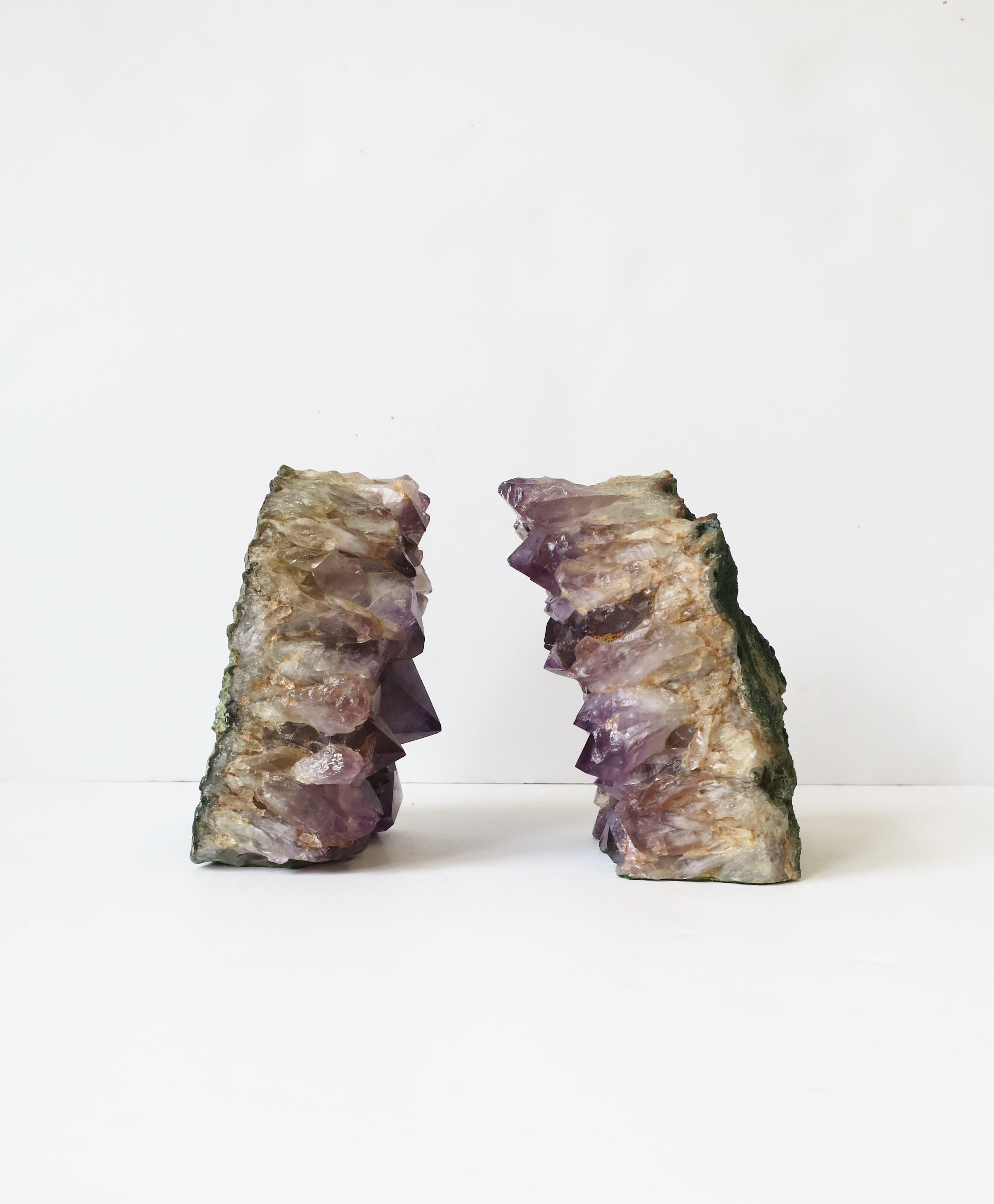 Purple Amethyst Sculpture Bookends, Pair For Sale 1