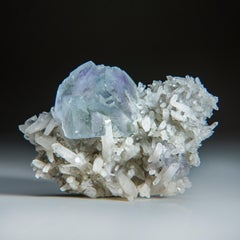 Natural Purple and Blue Fluorite on Quartz from China