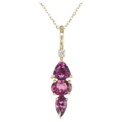Natürlicher lila Granat Edelstein 2,53 Karat gefasst in 14K Gelbgold Diamanten