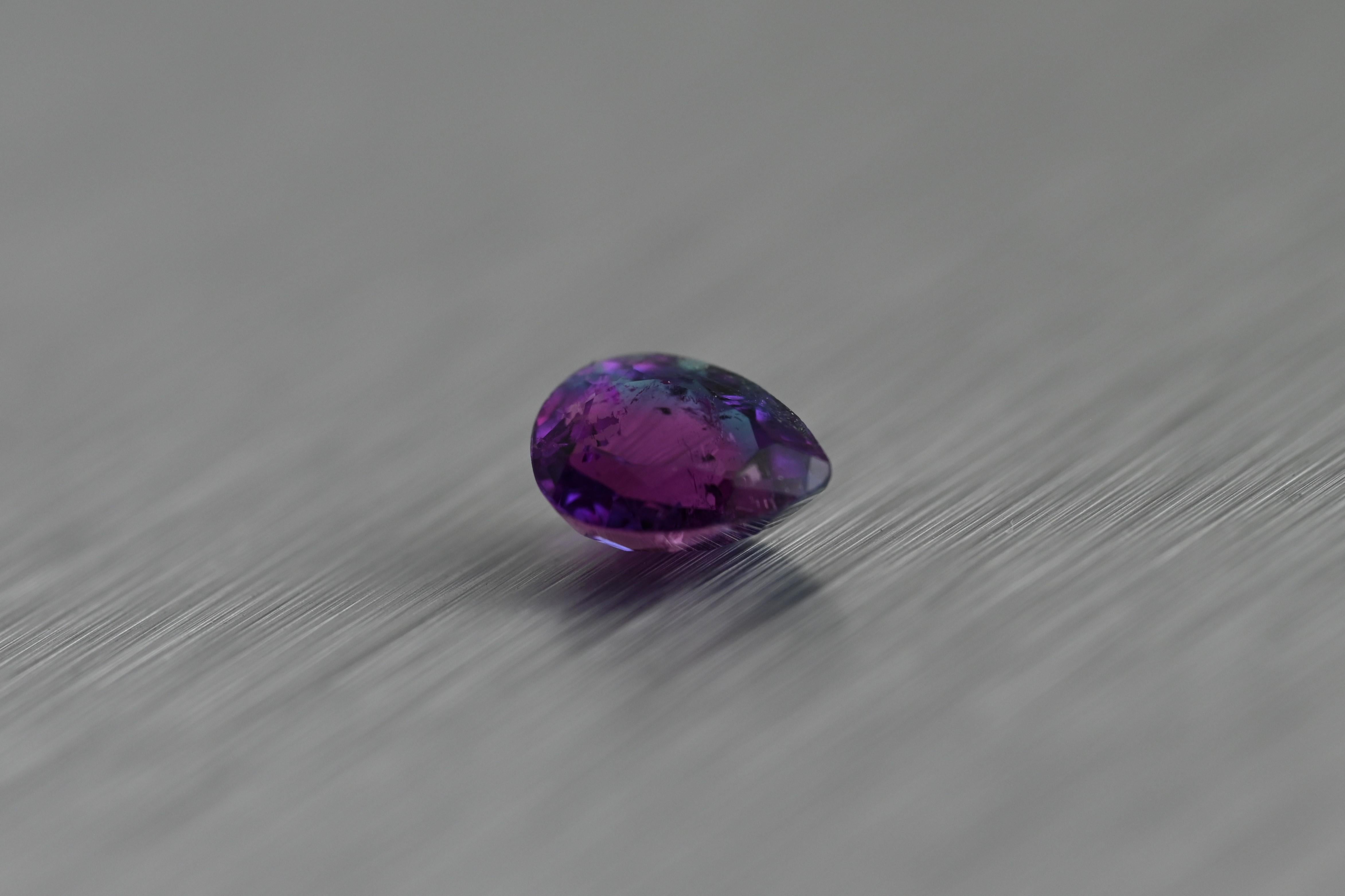 Brilliant Cut Natural Purple/Green-Blue Brazilian Paraiba Tourmaline / 0.62 carats/GIA Report For Sale