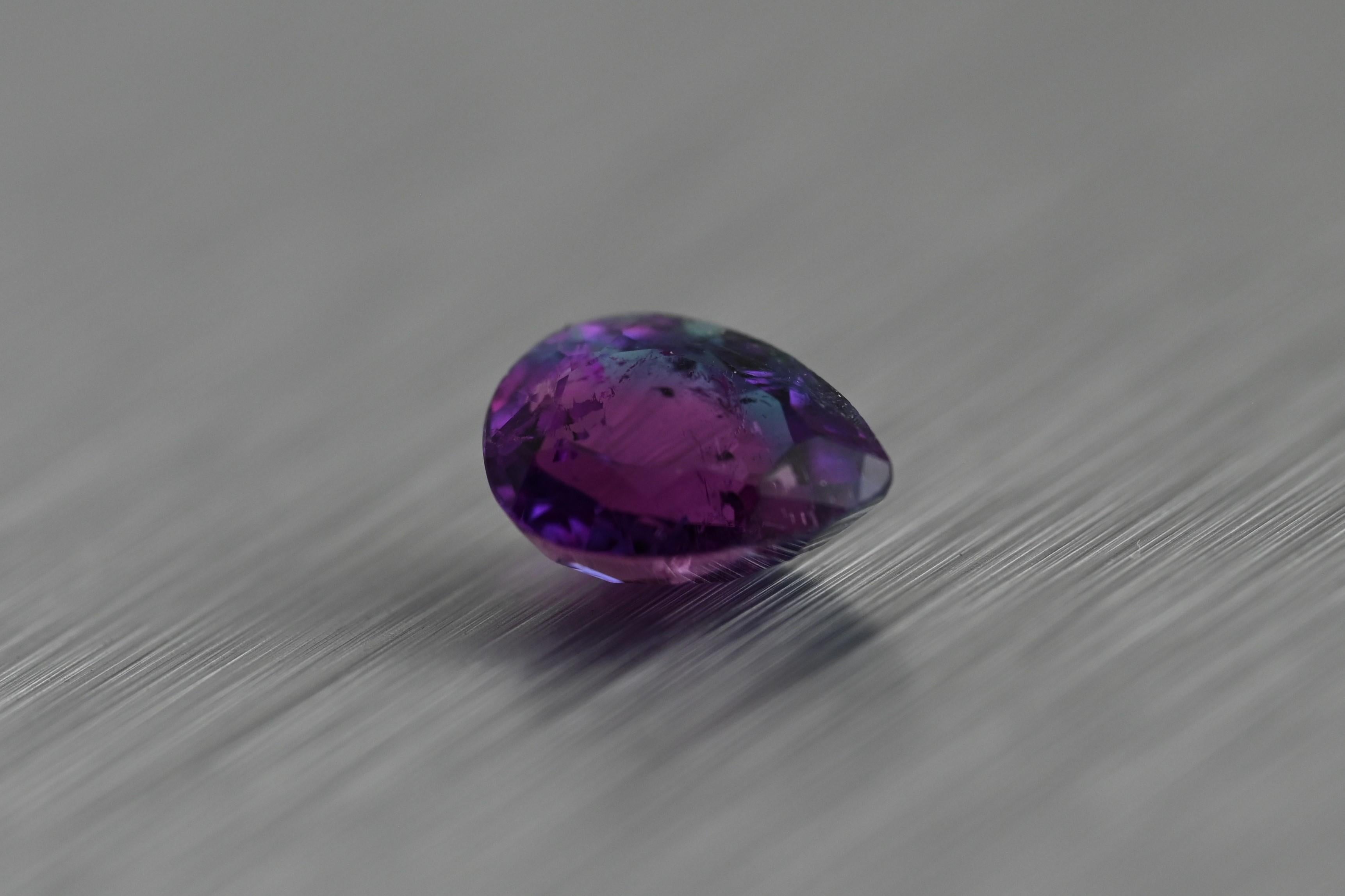 Natural Purple/Green-Blue Brazilian Paraiba Tourmaline / 0.62 carats/GIA Report For Sale 1