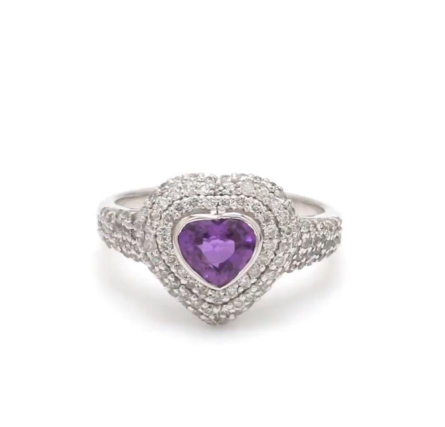 Taglio Asscher Natural purple sapphire ring in 18k gold in vendita