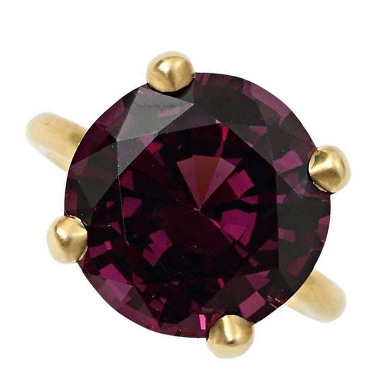 Contemporary Natural Purple Spinel Gold Ring