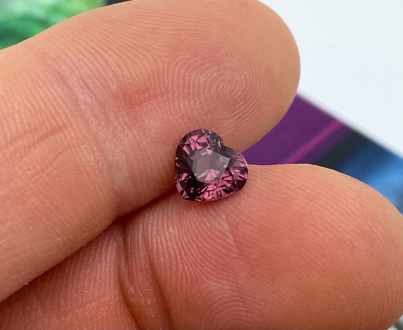 Natural Purple Spinel Loose gemstone 1.77 Ct., Heart cut, Sri Lanka, Certificate For Sale 4