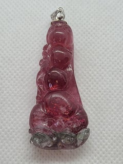 Natural Purple Tourmaline Pea Pod and Ruyi Pendant