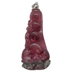 Natural Purple Tourmaline Pea Pod and Ruyi Pendant