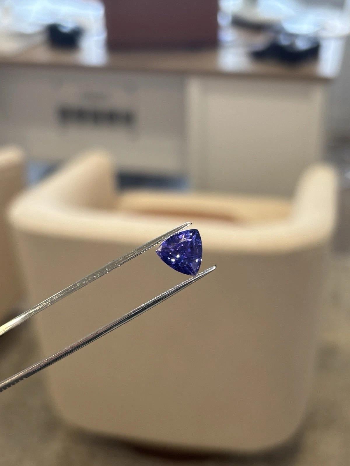 De las mujeres Natural Purplish Blue Trillion Cut Loose 4.55CT Tanzanite en venta