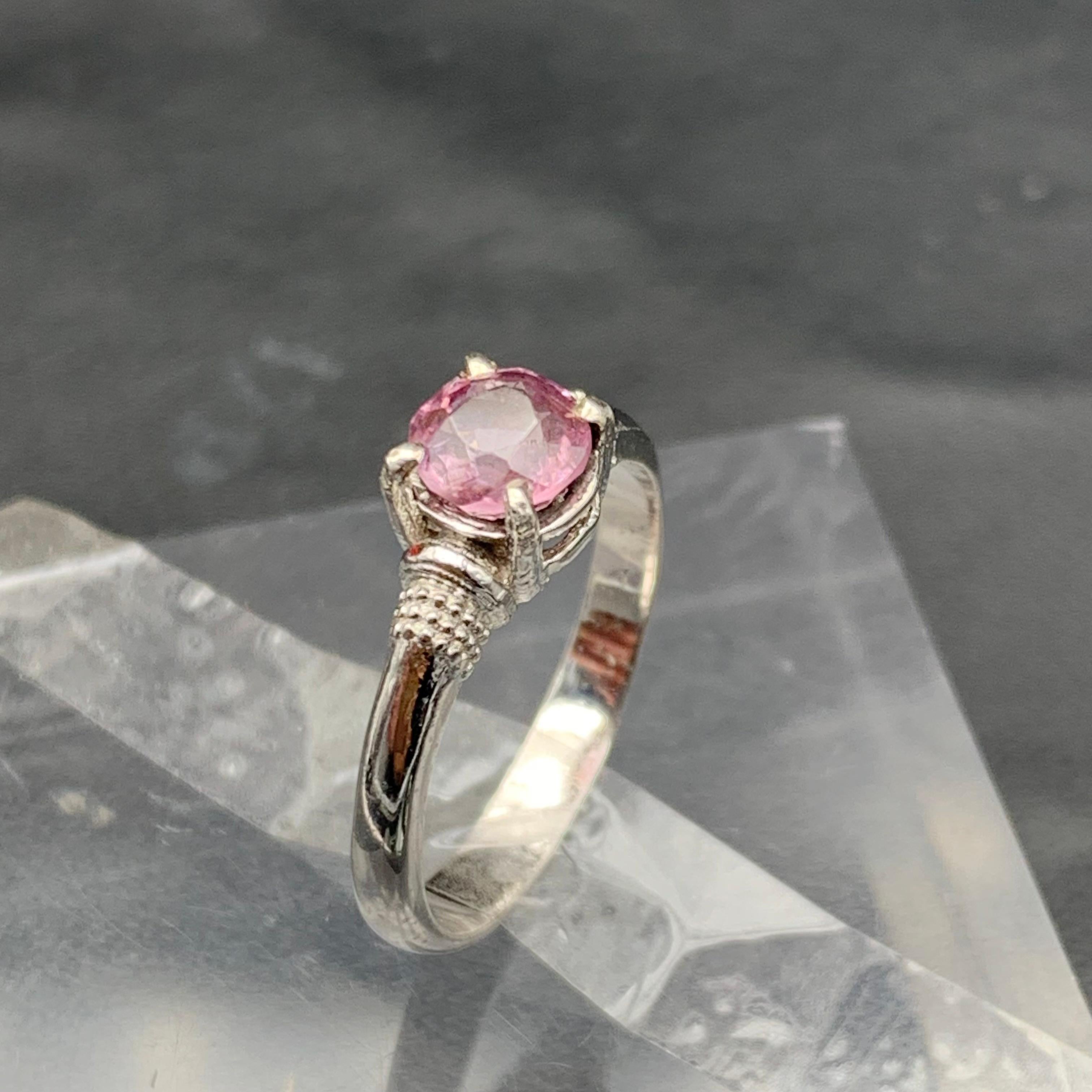 Anello di fidanzamento con spinello rosa violaceo naturale in argento 925 - Fatto a mano in vendita 6