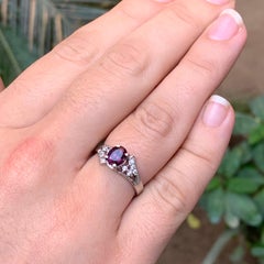 Natural Purplish Pink Spinel Engagement Ring in 925 Sterling Silver – Handmade
