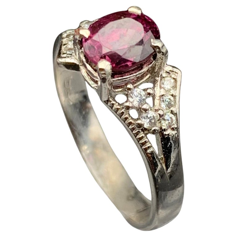 Bague En Argent Sterling 925 Avec Rubis Rouge Plaqué Or Rose Taille 10