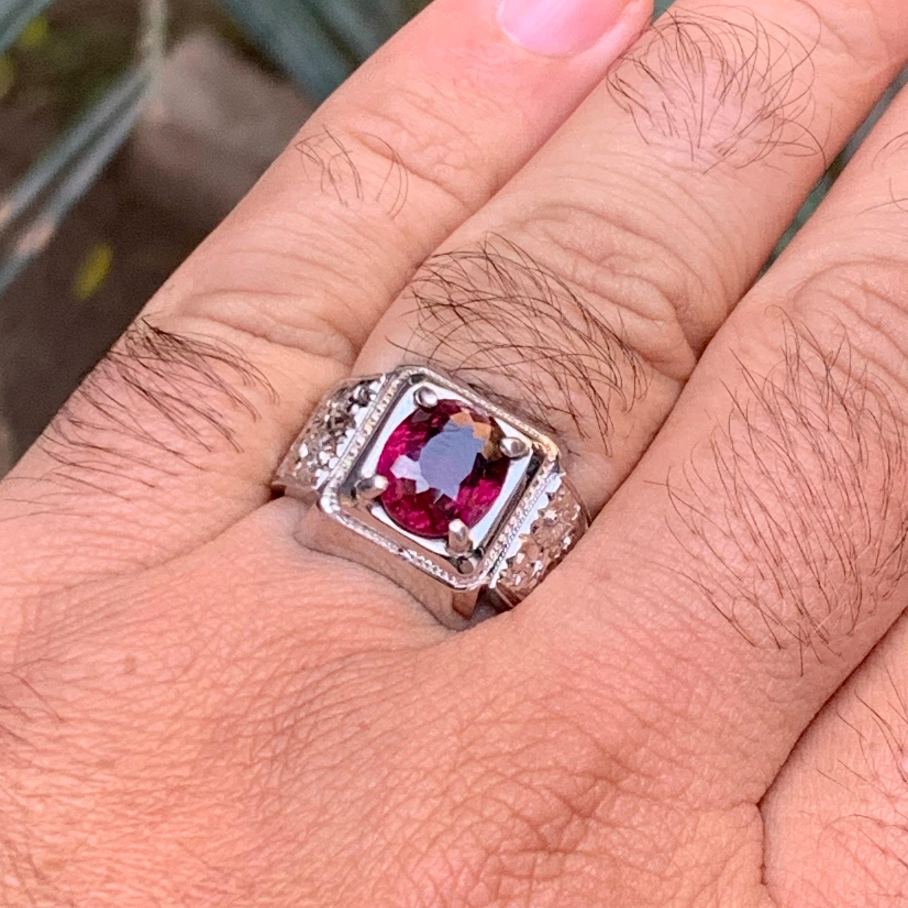 Anello con tormalina rosa violacea naturale in argento Sterling 925 - Gioiello fatto a mano in vendita 5