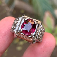 Bague en argent 925 avec tourmaline rose pourpre naturelle - Bijou en pierres précieuses fait main