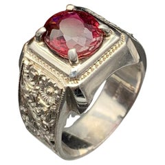 Natural Purplish Pink Tourmaline Ring in 925 Sterling Silver-Handmade Gem Jewel