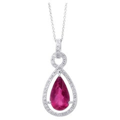Natürlicher lila-roter Rubellit Edelstein 1,72 ct in 14KWG Anhänger mit Diamanten