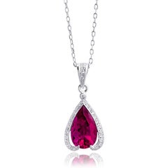 Natural Purplish Red Rubellite Gemstone 2.18 cts in 14KWG Pendant with Diamonds