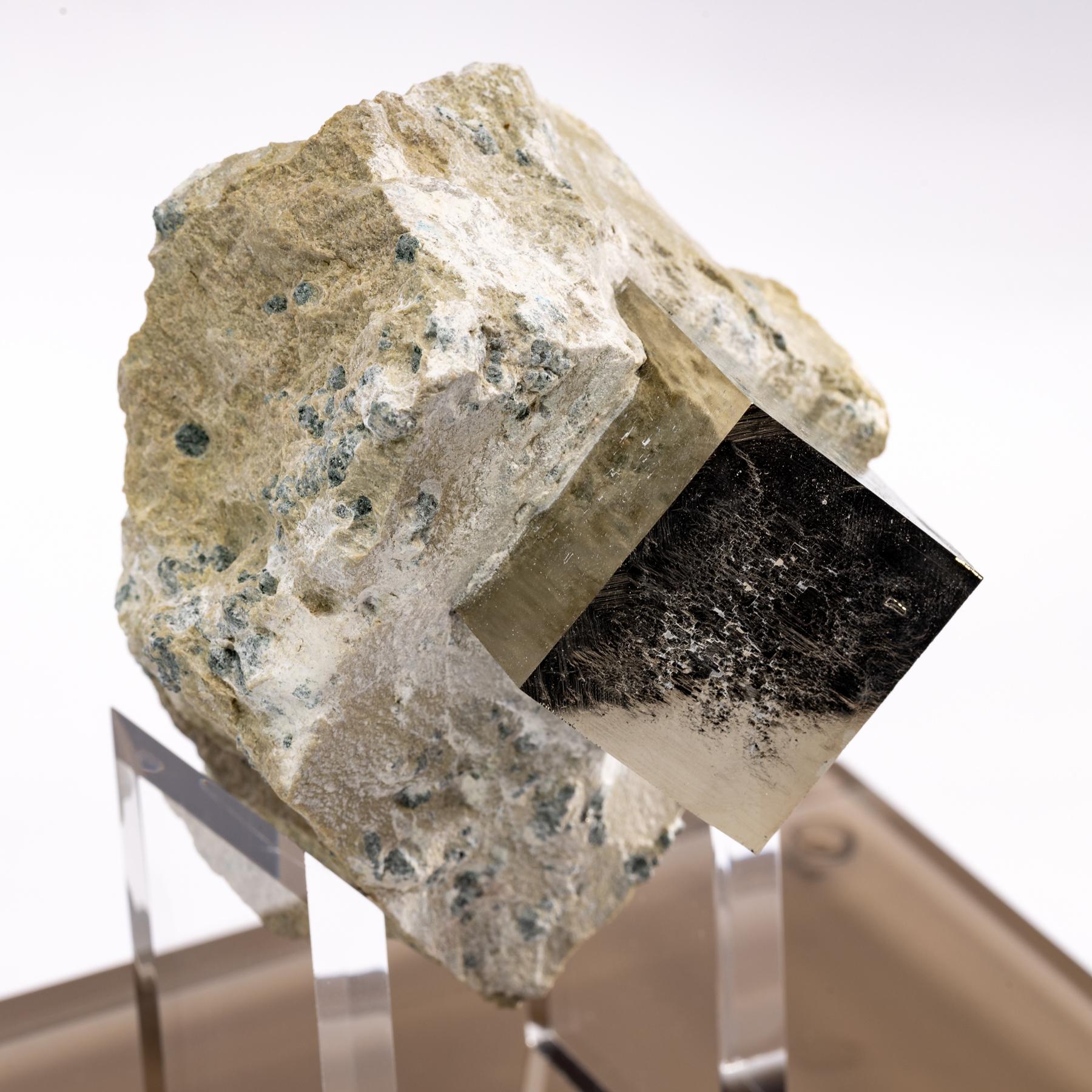 Contemporary Natural Pyrite Cube from Spain in Acrylic Box