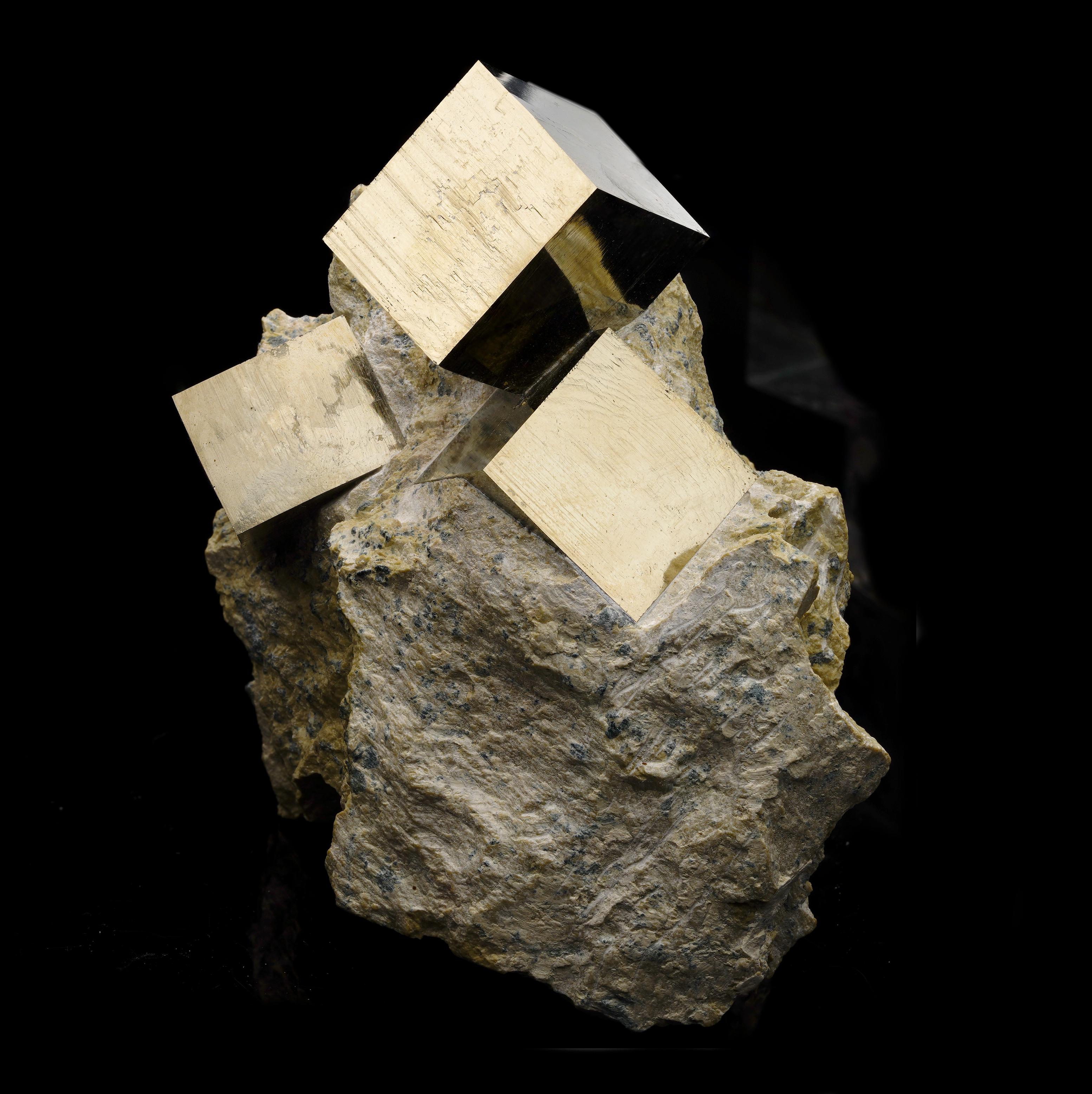 Natural Pyrite Cubes on Matrix From Spain In New Condition For Sale In New York, NY