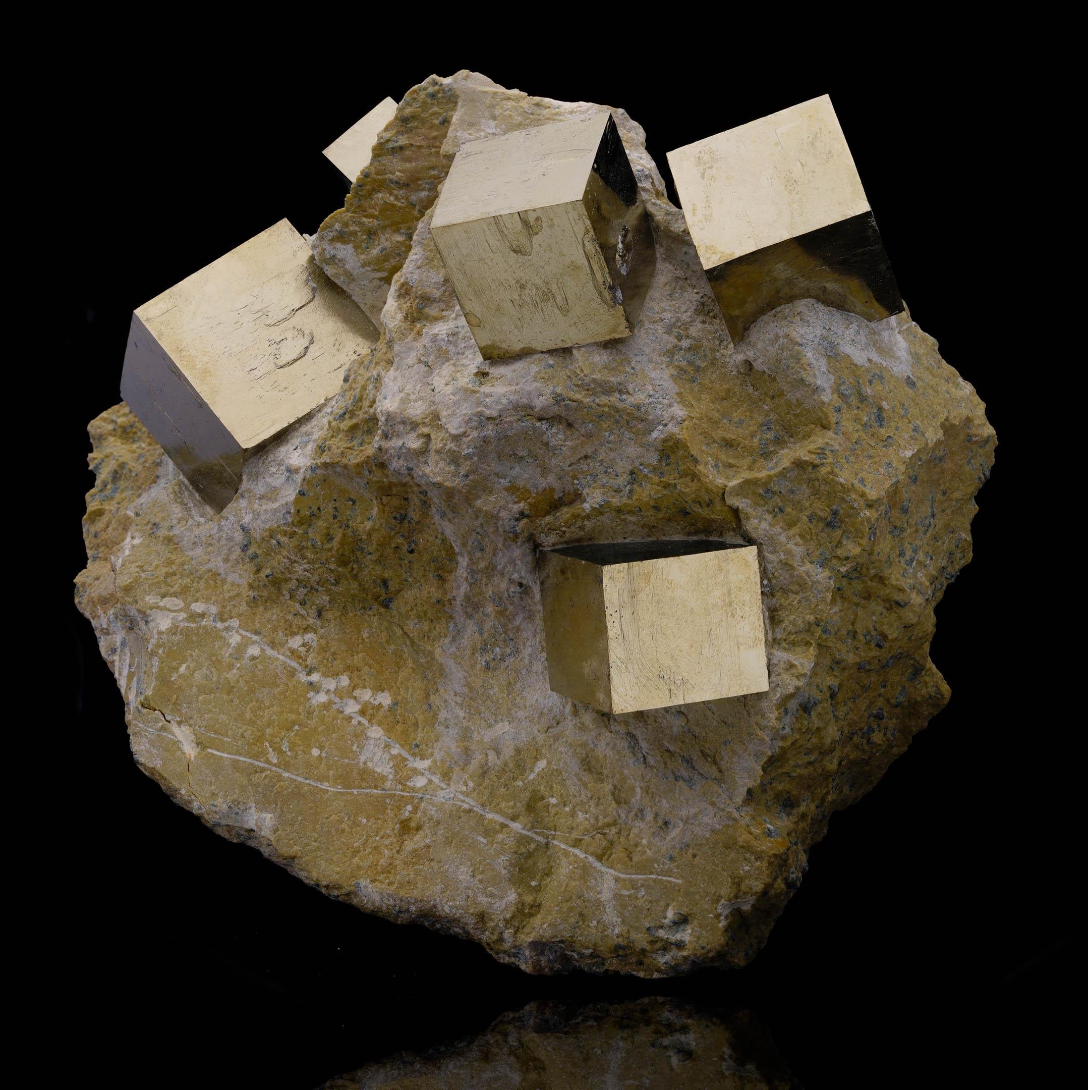 Natural Pyrite Cubes on Matrix From Spain In New Condition For Sale In New York, NY