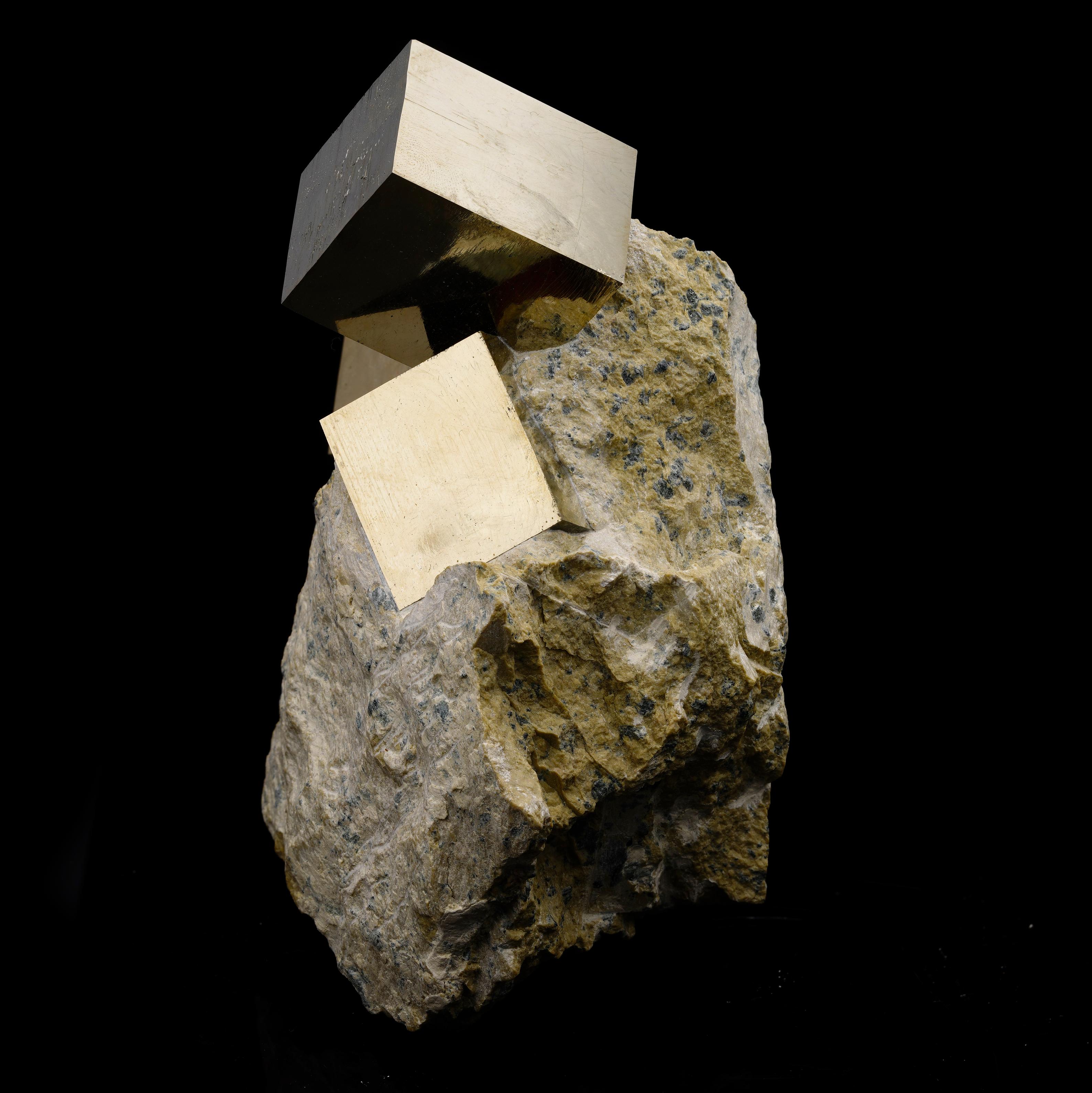 Contemporary Natural Pyrite Cubes on Matrix From Spain For Sale