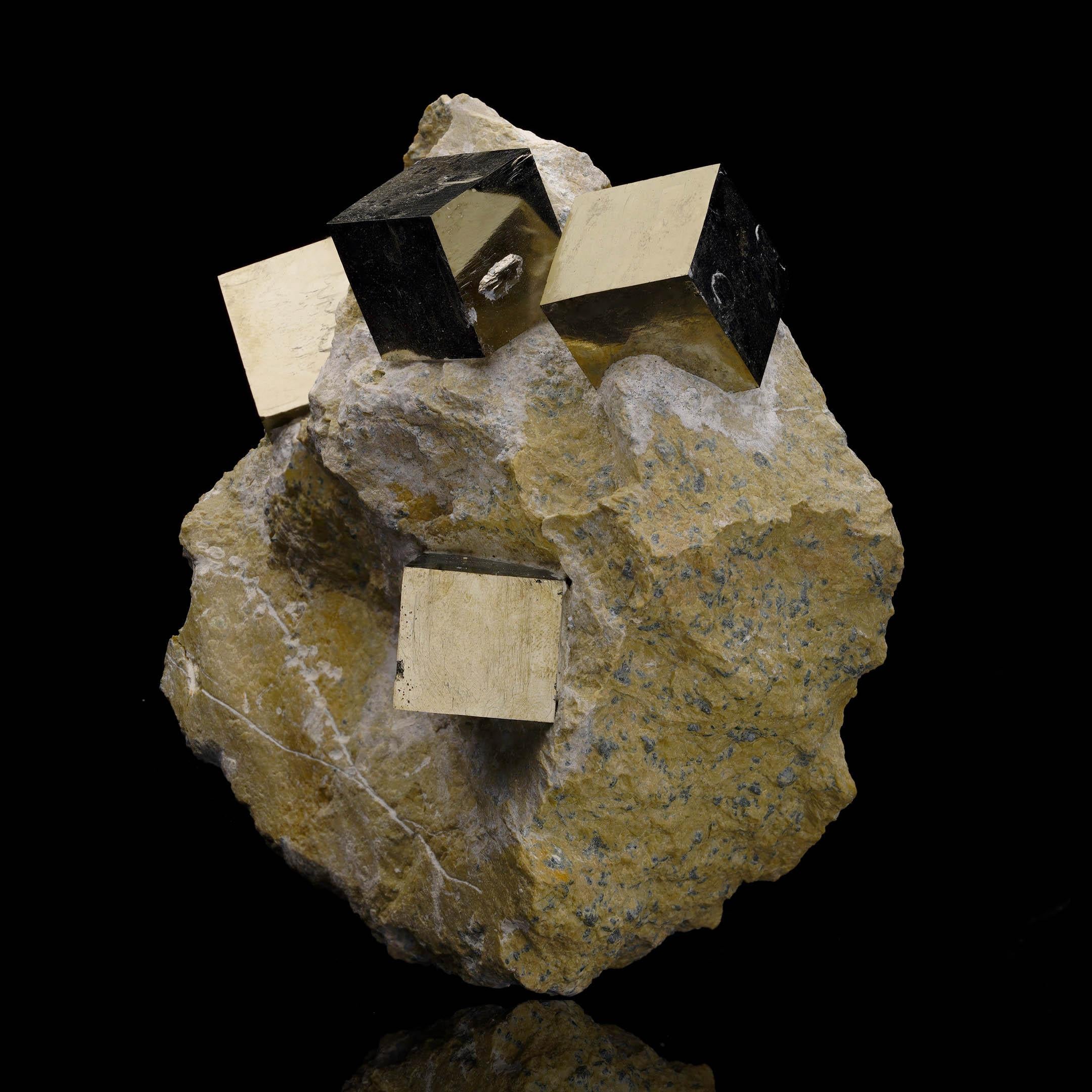 Contemporary Natural Pyrite Cubes on Matrix From Spain For Sale