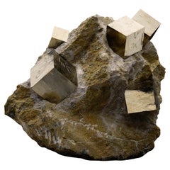 Natural Pyrite Cubes on Matrix From Spain