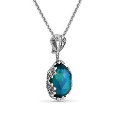 Ciondolo di quarzo naturale e madreperla in argento sterling
