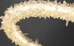Natural Quartz Crystal Light Sculpture, Diamond Ring by Christopher Boots