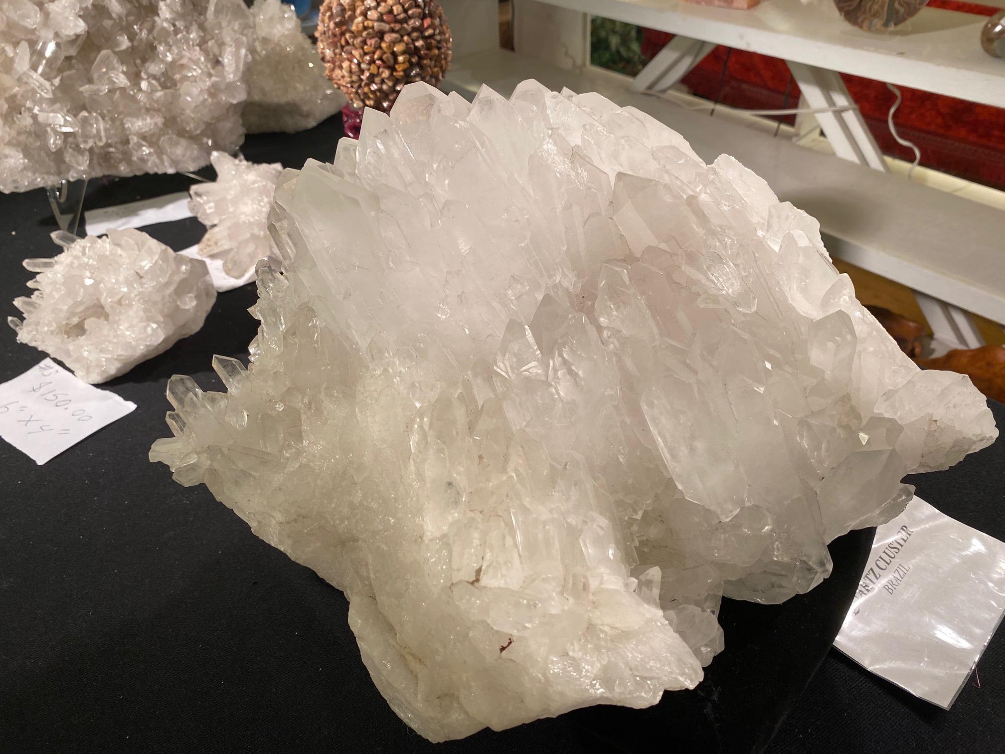 Mined in Brazil this natural quartz crystal specimen is considered a healing stone that is also beautiful as a decorative accent in any room of your home. Not dyed or altered in any way.