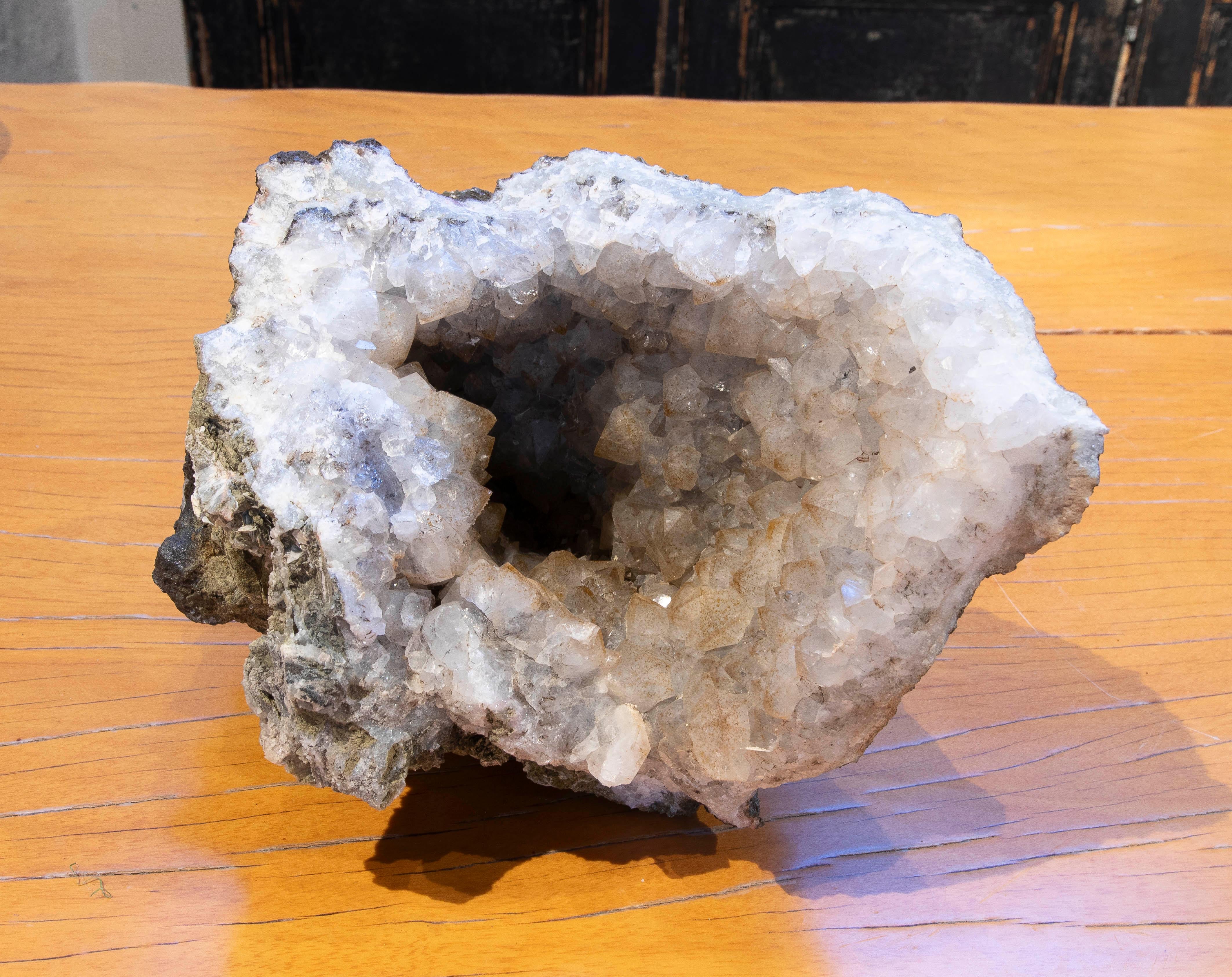 European Natural Quartz Geode Decorative Object 