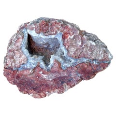 Natural Quartz Geode Mineral Specimen in Iron-Stained Matrix