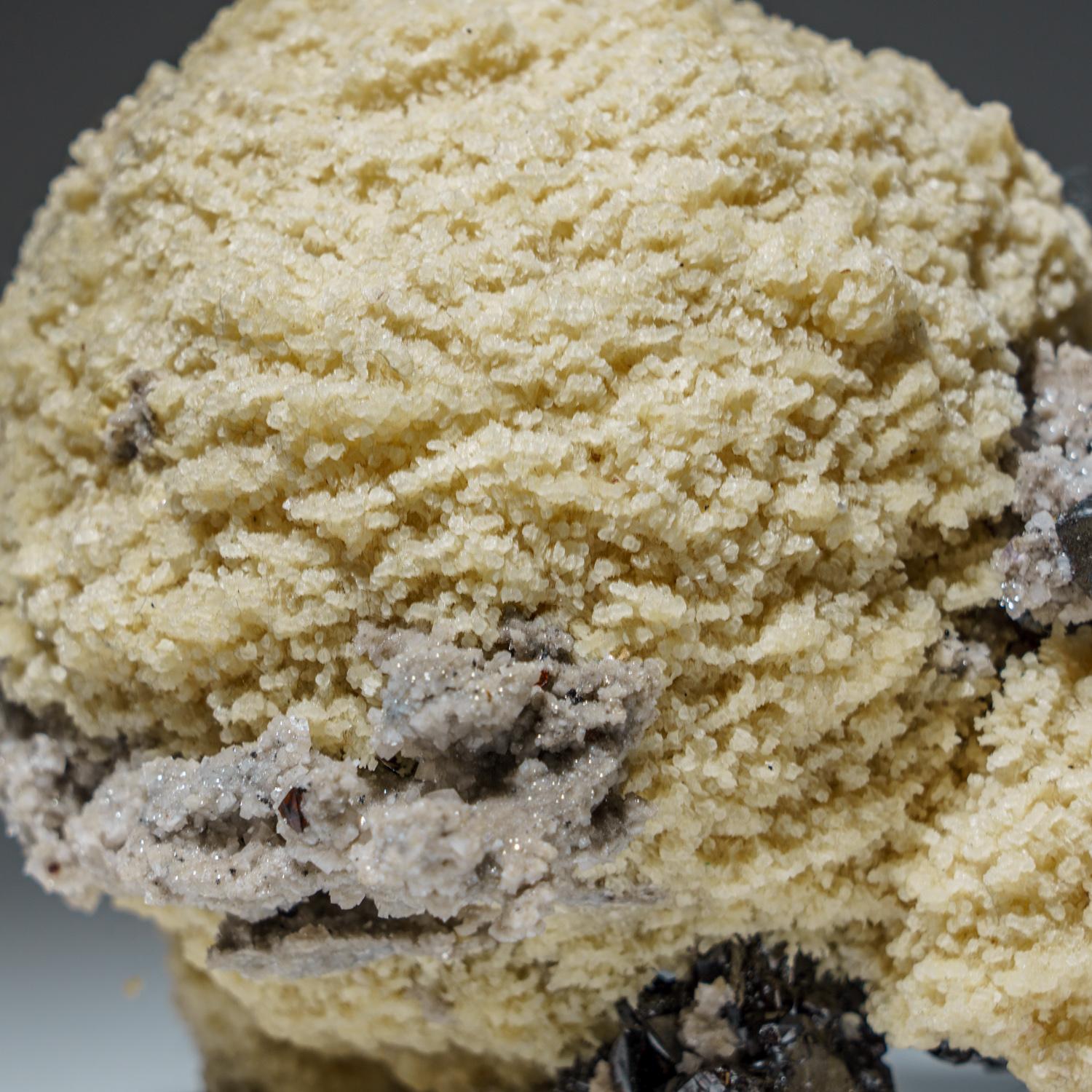 From Deveti Septemvri Mine, Madan District, Rhodope Mountains, Bulgaria

Sparkling cluster of lustrous translucent gray quartz crystals overgrown on dark sphalerite with a few sphalerite crystals between the quartz crystals. 

 Weight: 4.7 lbs,