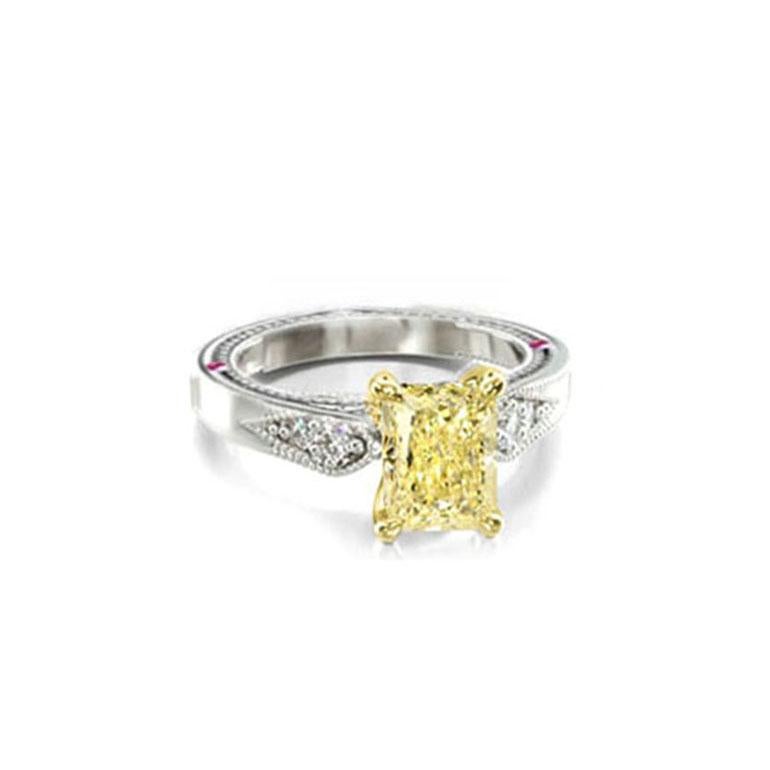 For Sale:  Natural Radiant Cut with Round Cut Diamond Ring - Custom Design 053023 2
