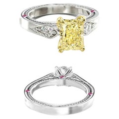 Natural Radiant Cut with Round Cut Diamond Ring - Custom Design 053023