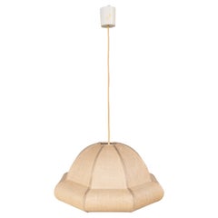 Natural raffia pendant lamp, made in France, 1970s